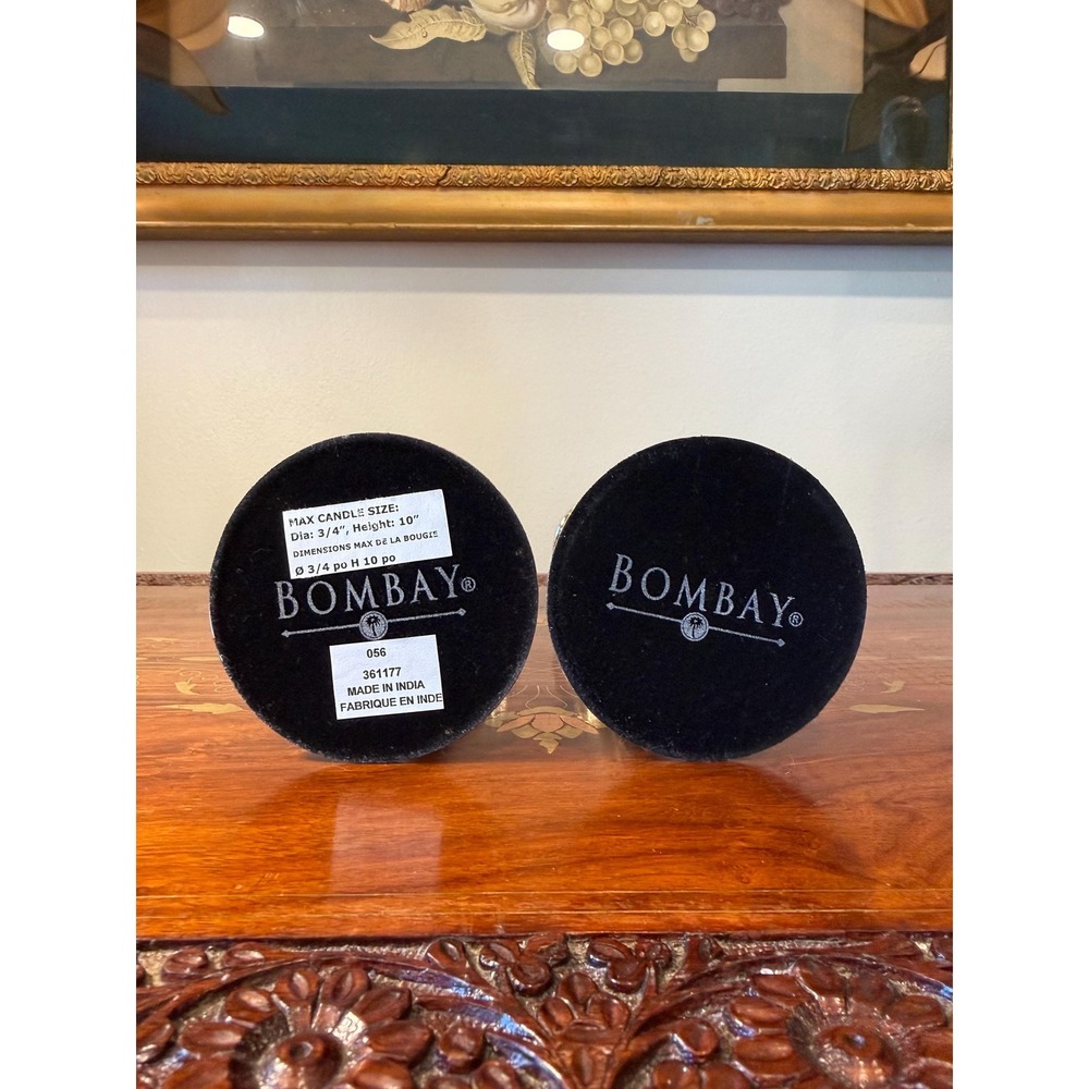 Bombay Silver Tone Candlestick Holders • Set of 2 Fluted Taper Candle Holders - Picture 12 of 16